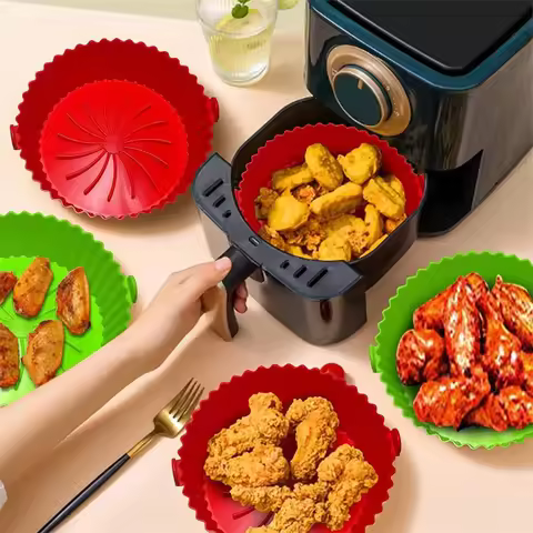 Air Fryer Silicone Basket Reusable Silicone Mold For Air Fryer Pot Oven Baking Tray Fried Chicken Ma