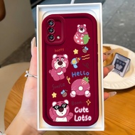 Casing hp for OPPO A74 A95 F19 F19s Reno 6 Lite Case Strawberry Bear Case Good Silicone Material Ces