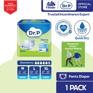 Dr. P Value Level 6 Absorbency Adult Pant Diaper M10/ L9/ XL8 (1 Pack) - 2x Skin Protection with Qui