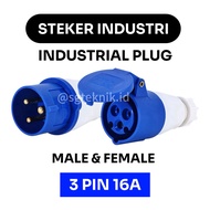INDUSTRIAL GENSET PLUG MALE FEMALE SOCKET PLUG 3PIN 16A