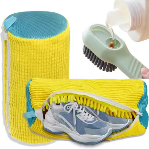 Shoe Washing Bag Zippers Closure Shoes Cleaning Bag Padded Net Shoe Laundry Fluffy Fibers Sneaker Ba
