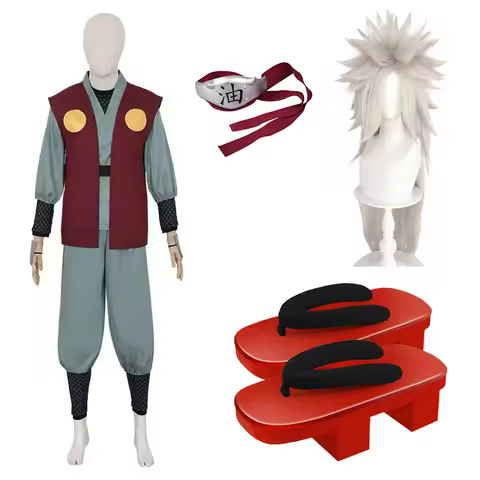 SingXeng Anime Jiraiya Cosplay Costume Headband Accessory Wig Shoes Kimono Suit Halloween Clothes