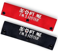 Adopt Me I'm A Foster 2 Set Funny Red and Black Dog Leash Sleeve Wrap -Hanging ID Patch Tag for Fost