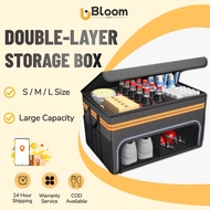 【SPOT】High-End Double Layer Car Storage Box Multifunctional Foldable Car Boot Organiser Oxford Cloth