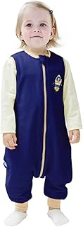 Ililmmoo Baby Sleeping Bag Pajamas with Feet in Spring, Autumn and Winter to Keep Kids Warm, Neutral