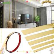 MOLIHA Mirror Wall Sticker, 5M Gold Mirror Wall Moulding Trim,  Self-adhesive Stainless Steel Wall Strip Sticker Living Room Decor