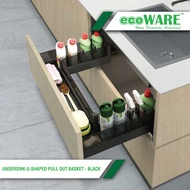 ecoWARE U-Shaped Pull Out Basket Modern Black Box - Undersink Kitchen Organizer