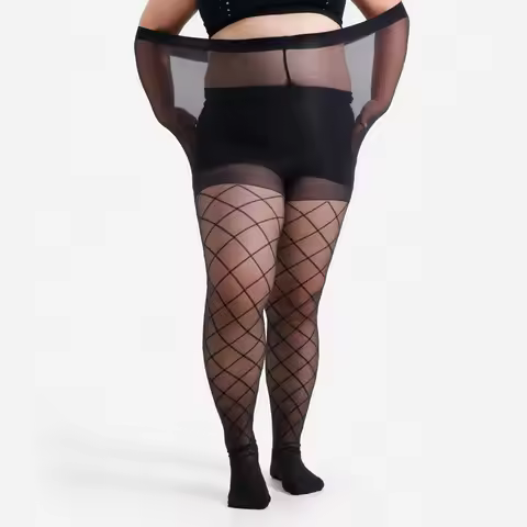 Plus Size High Waist Pantyhose Ultra-thin Nylon Grid Stocking High Quality designing for Ladys