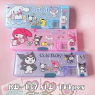 Little Girl Sanrio Stationery Box Primary School Student Double Door Multifunctional Clow M Pencil Box M Melody Pen Box Gift