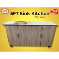 5FT Sink KITCHEN Cabinet 4 Door / KITCHEN Cabinet Tile ToP with Stainless steel Sink Bowl (Ccream color / Dark Color )