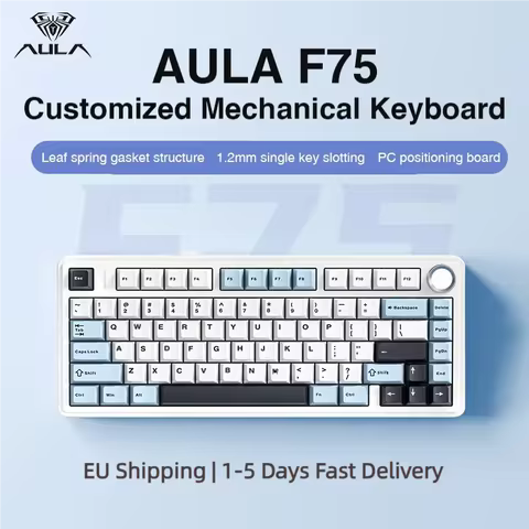 AULA F75 2.4G Wireless/Bluetooth/Wired Gaming Mechanical Keyboard RGB Customized 75% Layout OEM Prof