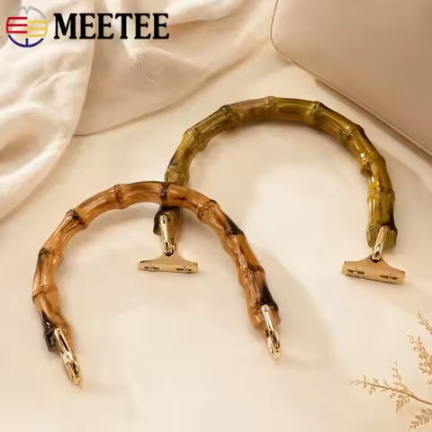 2Pcs 10x12cm/126mm Bamboo Style Plastic Bag Handles with Metal Buckles Purse Frame Kiss Clasp DIY Le