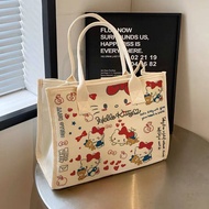 christy ng bucket Beg tangan besar Hellokitty Cartoon Canvas Bag Fashion Bag Female Handbag Cute Com