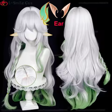 Nahida Cosplay Wig Cosplay The Greater Lord Rukkhadevata Wig 100cm Long Gradient Wig Ear Heat Resist