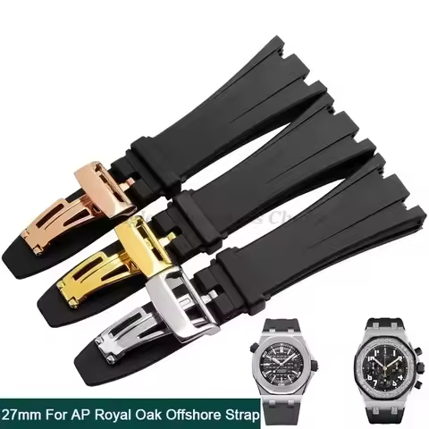Rubber Watch Strap 26mm 27mm Watchband For AP 15202 15500 15703 26470SO Royal Oak Offshore Black Men