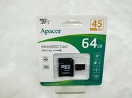 ※台中宇宙通訊※有店面全新台灣公司貨記憶卡Apacer Micro 64GB TransFlash class C10