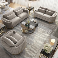 {SG Sales}Sofa Set 1/2/3 Seater Nordic Fabric Sofa Living Room Table and Chair Sofa Chair Business Office Solid Wood Hotel Gray Sofa Sofa Bed Sofa Single Double Sofa