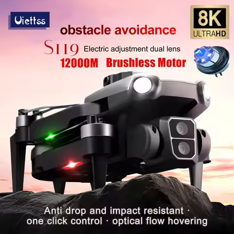 Professional S119 Drone 8K With Dual Camera 5G WIFI Smart Obstacle Avoidance FPV Brushless Motor RC 