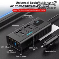 EDANAD Car Inverter, with USB & Type-C Port 200W Power Adapter, Portable Fast Charging 12v To 220v C
