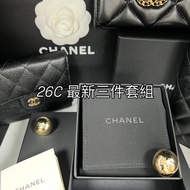 Chanel 26C金色耳環  星星 花朵 雙C(針式）