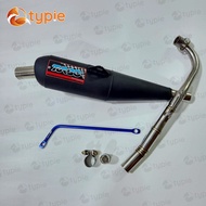 TURBO ท่อผ่า ท่อย่อ ผ่าดัง ทรงเชง WAVE125R / S / ไฟเลี้ยวบังลม / ปลาวาฬ คอลายสปริง คอ26ออก32 + เหล็ก