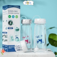 EWEA Hands-Free Baby Bottle, Normal-Neck Gravity Ball Feeding Bottle Set, 8oz/240ml with Straw Brush