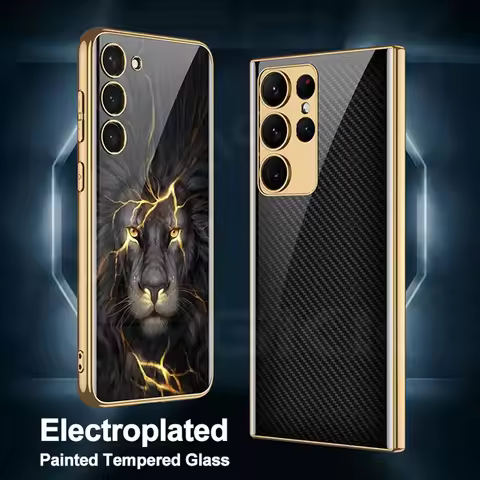 GKK Painted Tempered Glass Case For Samsung Galaxy S23 S22 Ultra 5G Cover Plating Lens Protection Fo