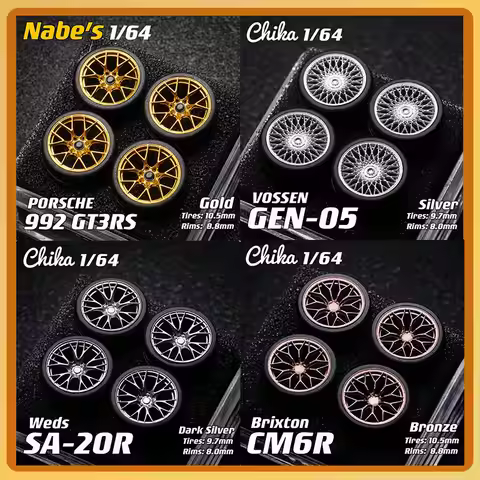 Chika1/64 GT3RS/GEN05/CM6R/Weds SA20R 9.7/10.5mm Modified Wheel Hub Resin Wheels Suitable for 1:64 S