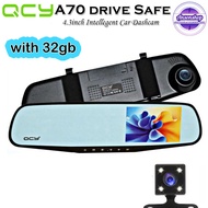 QCY Vehicle A70 Blackbox 1080P+720P Car DVR Camcorder Dual Dashcam