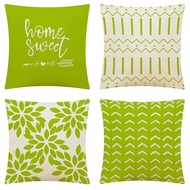 [Single Side] 1 Piece Grass Green "Sweet Home" Geometric Heart Pillow Case 40x40/45x45/50x50/60x60cm Linen Throw Pillow Covers Square Cushion Cover for Sofa Bedroom Homeliving