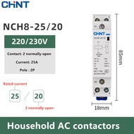 CHINT Mini single-phase AC contactor 220V Din Rail Type NCH8-25/20 two Normally Open 2P 25A