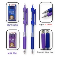 [GP-07] Box of 12 Press Gel Pens G-Star Press Ballpoint Pen - 0.5mm Nib, Blue Black Red Ink, Smooth 