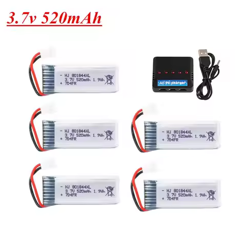 3.7v Lipo Battery for Hubsan H107P 801844 3.7V 520mAh 25c Battery + USB Charger Set for H107P RC Cam