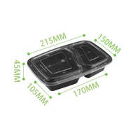 ✷(แพค 50 ใบ) กล่องข้าวพลาสติก 2 ช่อง 750 และ1000 ml สีใส และ สีดำ 2ช่องจัมโบ้ เข้าไมโครเวฟได้ pp ขนา