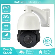 Hamrol 8MP 4K IP Camera POE Outdoor PTZ 30X Zoom SD Card Slot Two Way Audio CCTV Varifocal H.265 Dom