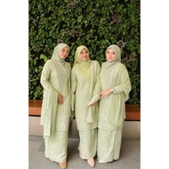 MODERN EMBROIDERED KURUNG LONG TEAL BLUE SAGE GREEN KURUNG NATALIE