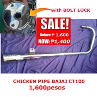 Bajaj CT100  Stainless Chicken Pipe Full System Muffler New Design with Bolt Lock CT 100 for OLD MOD