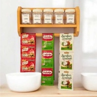 Hanging Kitchen Spice Rack + 5 Jars Spice Rack Organizer