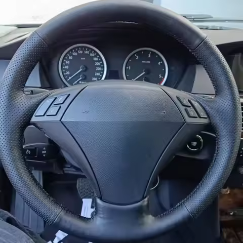 Steering Wheel Cover For BMW E60 (Sedan) 530d 2003-2009 E61 (Touring) 2004 2005-2009 Hand-stitched B