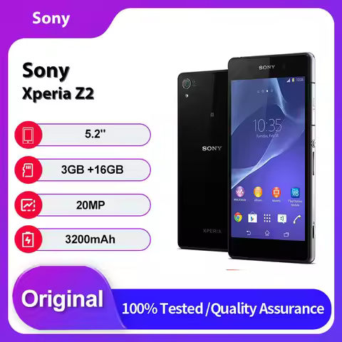 Original Unlocked Sony Xperia Z2 D6503 Bluetooth Mobile Phone 20MP 5.2 inches 16GB 3GB RAM