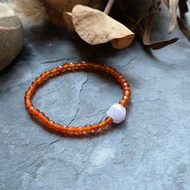 天然緬甸翡翠紫羅蘭不規則珠 紅瑪瑙串珠手鍊 072803