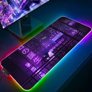 Large RGB Mouse Pad XXL Purple City Neon Mousepad LED Mouse Mat Japan Mousepads Table Pads Keyboard Mats Desk Rug With