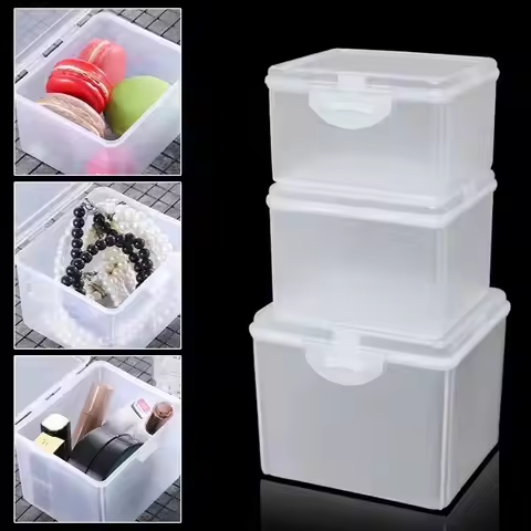 1Pcs with Lid Storage Box Rectangular Shape Multi-purpose Storage Case Clear Plastic Small Thing Con