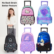 [Authentic] Smiggle Trolley Bag Hello Kitty Sonic Backpack Girl Luggage School Bag Wheels Smiggle Sc