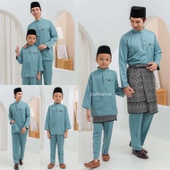 BAJU MELAYU AYAH ANAK WARNA BIRU SMOOKY BLUE HIJAU SET SEDONDON RAYA 2024