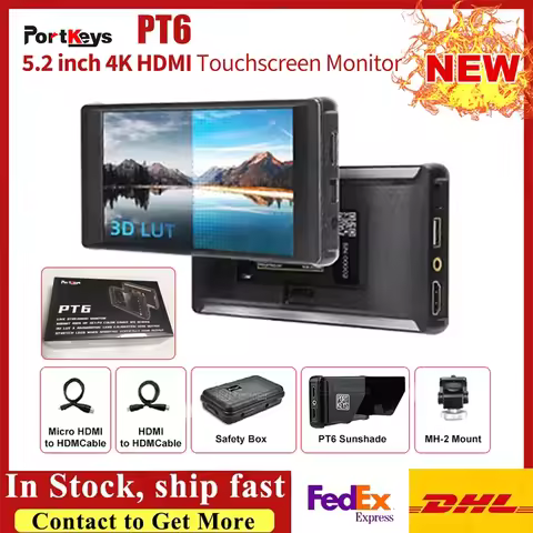 Portkeys PT6 Monitor 5.2" 3D LUT IPS 4K HDMI 30P Input 1080P 60P HDMI Output Monitors For Live Strea