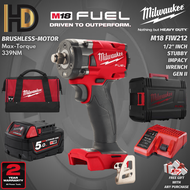 Milwaukee M18 FIW212 FUEL 1/2" Compact Stubby Impact Wrench 339NM GEN2 / Brushless Motor