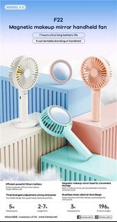 Remax F22 磁吸化妝鏡手持風扇