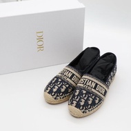 【閒置品♥️】DIOR 迪奧 經典藍色織物 提花花紋 漁夫鞋  EU37.5