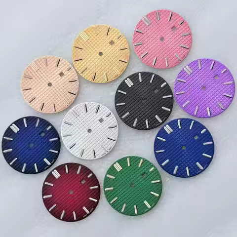 25.8mm No Logo Waffle Texture Watch Dial Ladies Style Green Lume Modified For Seiko AP Royal Oak VJ2